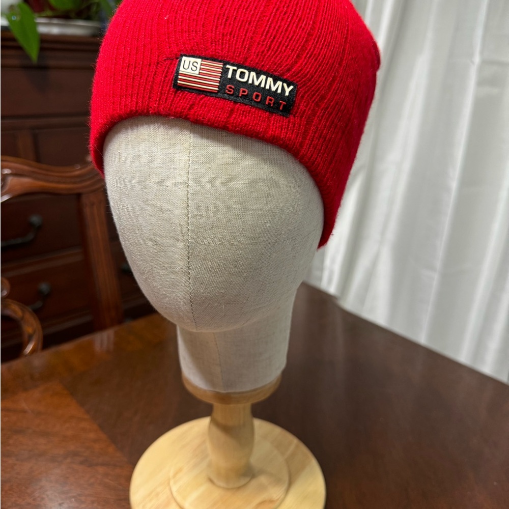Tommy Sport Red Knit Beanie